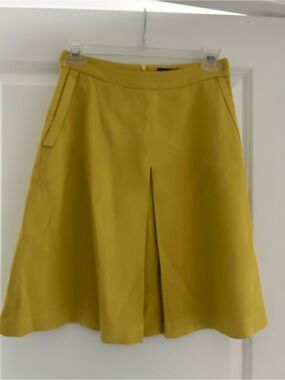 Massimo Dutti Yellow A-Line Skirt with Front Pleat